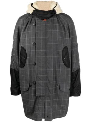 Junya Watanabe MAN checked patchwork coat - Grey