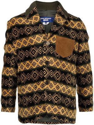 Junya Watanabe MAN geometric-pattern shawl-lapel jacket - Brown