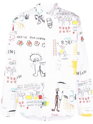 Junya Watanabe MAN graphic-print long-sleeved shirt - White