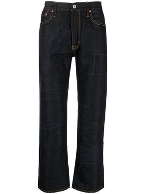Junya Watanabe MAN patch-detail cropped flared jeans - Blue