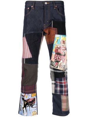Junya Watanabe MAN patchwork design denim trousers - Blue