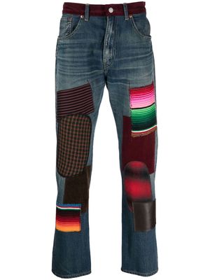 Junya Watanabe MAN patchwork-design slim-cut jeans - Blue