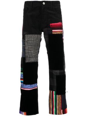 Junya Watanabe MAN patchwork-detail straight-leg trousers - Black