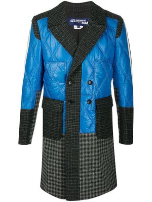 Junya Watanabe MAN patchwork double breasted coat - Blue