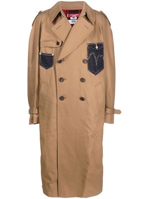 Junya Watanabe MAN patchwork double-breasted coat - Brown