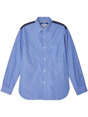 Junya Watanabe MAN patchwork striped cotton shirt - Blue