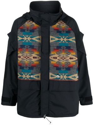 Junya Watanabe MAN patterned hooded jacket - Black