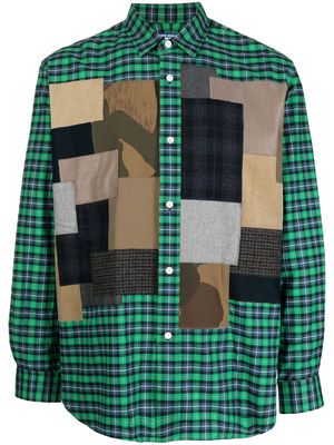 Junya Watanabe MAN plaid-check print long-sleeved shirt - Green