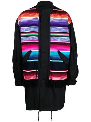 Junya Watanabe MAN Serape stripe-panelled coat - Black