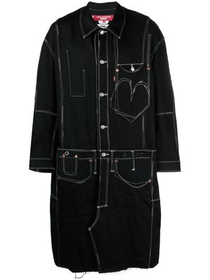 Junya Watanabe MAN x Levi's contrast-stitching denim midi coat - Black