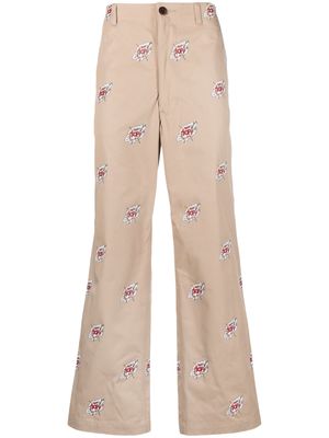 Junya Watanabe MAN X Roy Lichtenstein cotton chino trousers - Neutrals