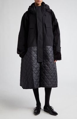 Junya Watanabe Mixed Media Oversize Coat in Black X Black