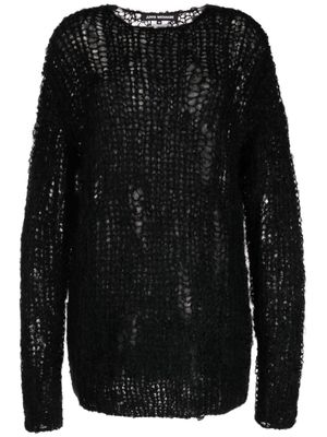 Junya Watanabe open-knit mohair-blend jumper - Black