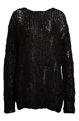 Junya Watanabe Open Stitch Mohair & Wool Sweater in Black