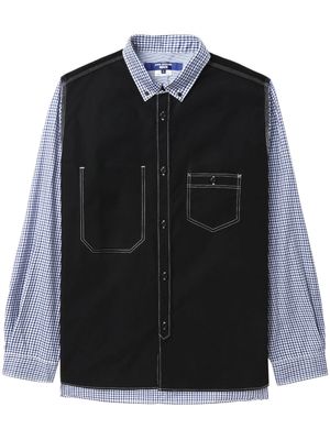 Junya Watanabe panelled check-print cotton shirt - Black