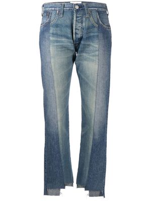 Junya Watanabe panelled straight-leg cropped jeans - Blue