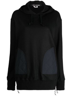 Junya Watanabe quilted panelled drawstring cotton hoodie - Black