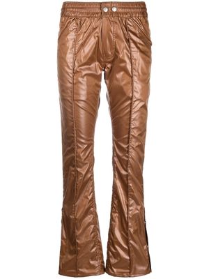 Junya Watanabe ruched faux leather trousers - Brown