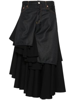 Junya Watanabe ruffled midi skirt - Blue