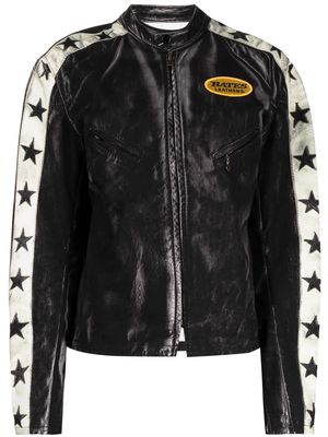 Junya Watanabe star-detailing leather jacket - Black