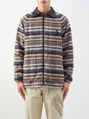 Junya Watanabe - Striped Alpaca-blend Fleece Jacket - Mens - Brown Multi