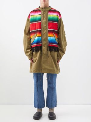 Junya Watanabe - Striped Cotton-canvas Coat - Mens - Khaki Multi
