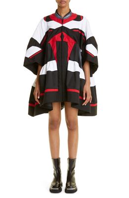 Junya Watanabe x Komine Canvas & Mesh High-Low Jacket Dress in 1 Black X Red X Wht