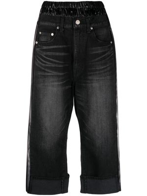 Junya Watanabe x Levis pleated-edge cropped wide-leg jeans - Black