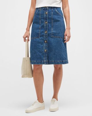 Jupe Jade Button-Front Denim Skirt