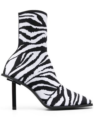 Just Cavalli 100mm zebra-print ankle boots - Black