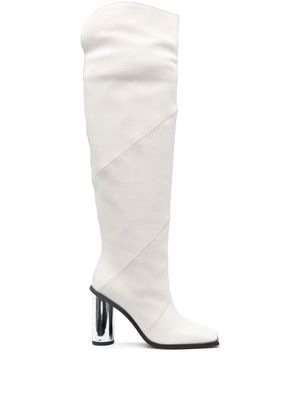 Just Cavalli 110mm leather knee-high boots - White