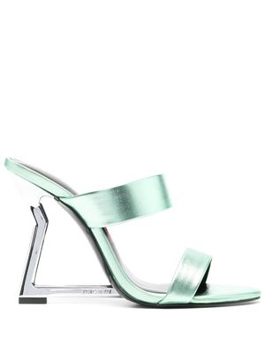 Just Cavalli 115mm double-strap laminated mules - Green