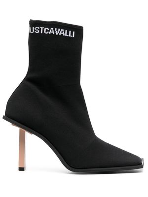 Just Cavalli 85mm intarsia-knit ankle boots - Black