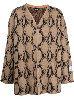 Just Cavalli abstract-pattern knit cardigan - Neutrals