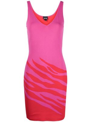 Just Cavalli abstract-print V-neck mini dress - Pink