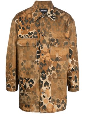 Just Cavalli animal-print barcode coat - Brown