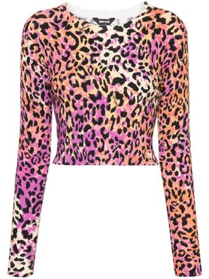 Just Cavalli animal-print cropped knitted top - Pink