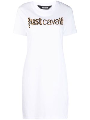 Just Cavalli animal-print logo T-shirt dress - White