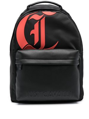 Just Cavalli appliqué-logo gabardine-weave backpack - Black