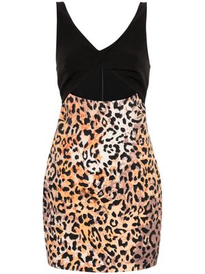 Just Cavalli cady leopard-print mini dress - Black