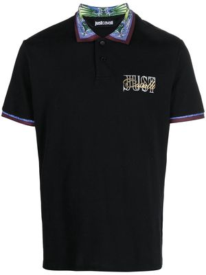 Just Cavalli contrasting-border cotton polo shirt - Black