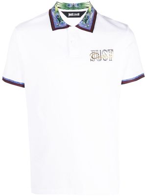Just Cavalli contrasting-border cotton polo shirt - White