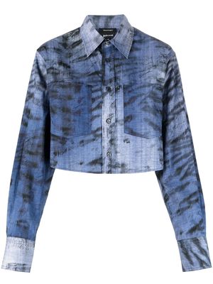 Just Cavalli cropped animal-print shirt - Blue