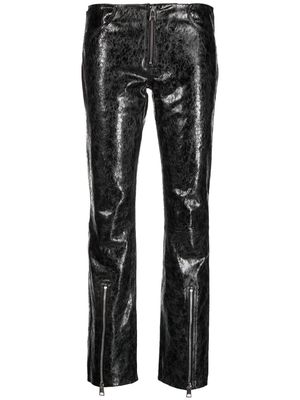 Just Cavalli distressed-effect leather trousers - Black