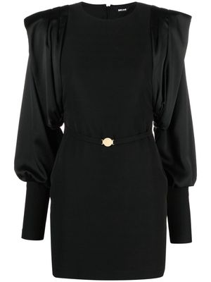 Just Cavalli draped-sleeve belted minidress - Black