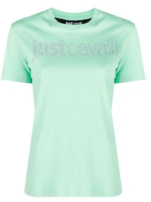 Just Cavalli embellished-logo cotton T-shirt - Green