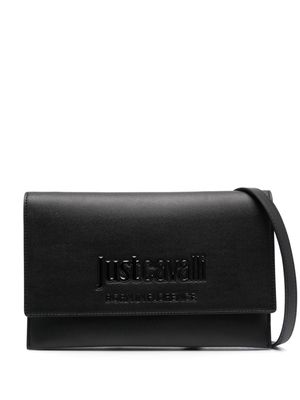 Just Cavalli embossed-logo faux-leather clutch bag - Black