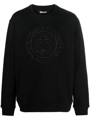 Just Cavalli embroidered-logo cotton sweatshirt - Black