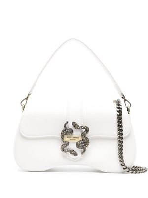 Just Cavalli faux-leather metallic-snake shoulder bag - White