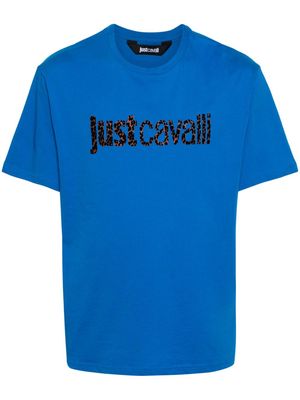 Just Cavalli flocked-logo cotton T-shirt - Blue